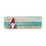 Étiquette Tropical,Beach,Gnome,Snowflakes<br><div class="desc">Gnome with pine tree branches,  candy,  and snowflakes on beach background. An elegant and sophisticated design. Customize with your name and address details.</div>