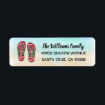 Étiquette Tropical Beach Hawaiian Christmas Red Flip Flops<br><div class="desc">© Cindy Bendel Tous droits réservés.</div>