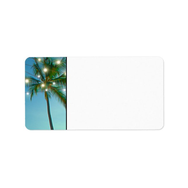 Étiquette Tropical Beach Palm Trees with String Lights Blank (Devant)