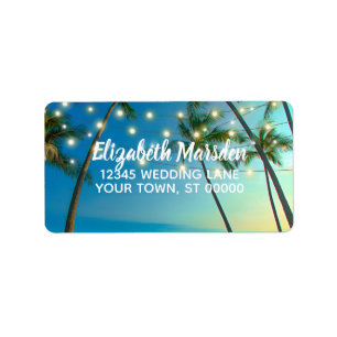 Étiquette Tropical Beach Palms Lights RSVP Adresse de retour