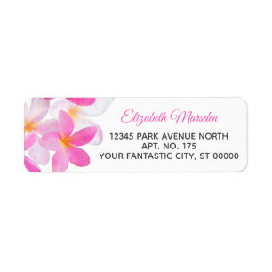 Étiquette Tropical Beach Pink Plumeria Floral Adresse de ret