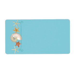 Étiquette Tropical Beach Shells Starfish Nautilus Summer