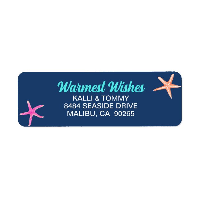Étiquette Tropical Beach Starfish Adresse de retour de Noël (Devant)