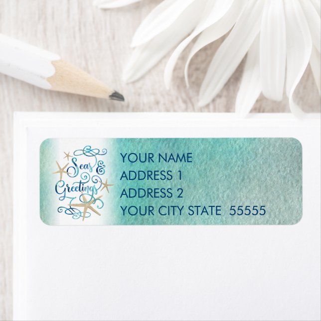 Étiquette Tropical "Bonnes Fêtes" Starfish (En situation)