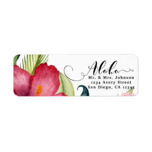 Étiquette Tropical Botanical Floral Aloha Elégante Invitatio