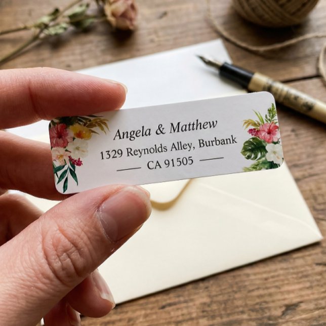 Étiquette Tropical Botanique Floral Été Thème (Créateur téléchargé)