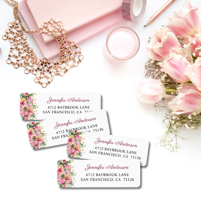 Étiquette Tropical Floral Adresse de retour (Créateur téléchargé)