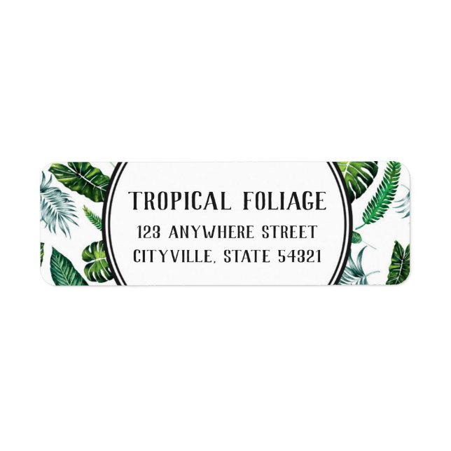 Étiquette Tropical Foliage Palm Feuille Plantes Retour Adres (Devant)