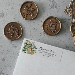 Étiquette Tropical Gold Green Foliing Adresse de retour