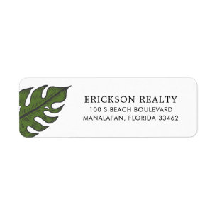 Étiquette Tropical Green Palm Leaf Business Return Adresse
