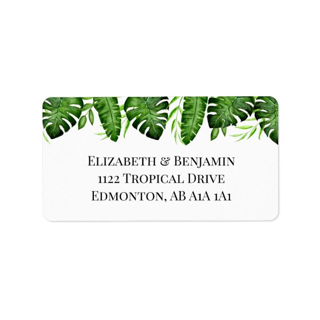 Étiquette Tropical Greenery Wedding Custom Botanical Elegant (Devant)
