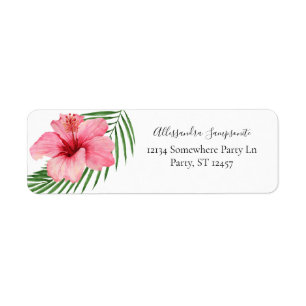 Étiquette Tropical Hawaiian Floral White Return Adresse :