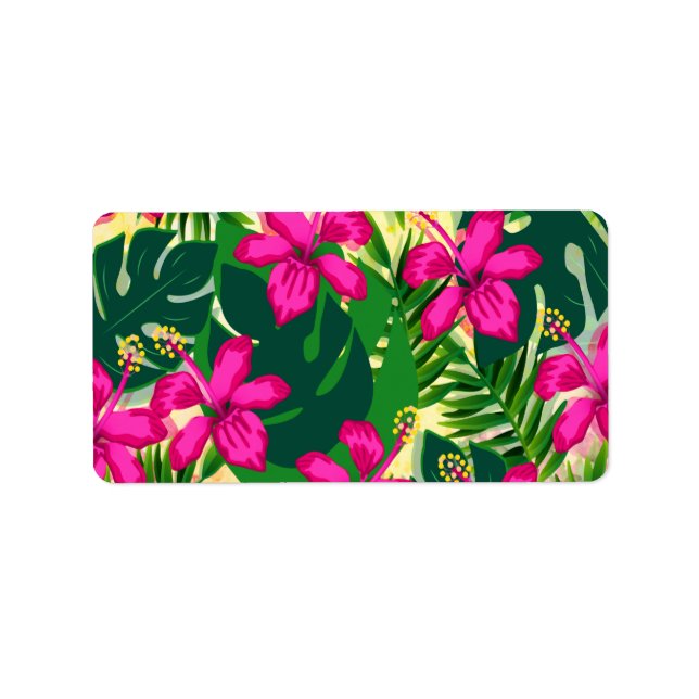 Étiquette Tropical Hawaiian Style Floral Pattern (Devant)