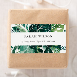 Étiquette Tropical Monstera Green Foliage Leafy Adresse Labe