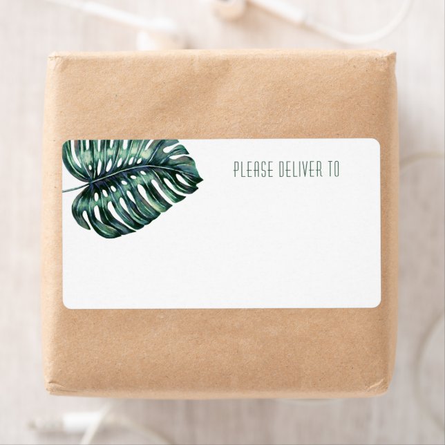 Étiquette Tropical Monstera Leaf Printable Mailing Address (En situation)