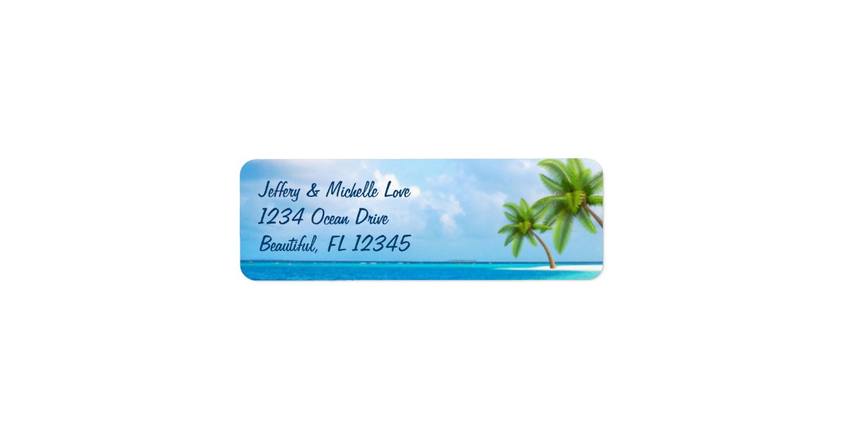 Étiquette Tropical Palm Trees Beach Adresse Zazzle.fr
