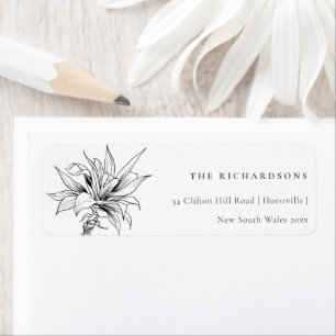 Étiquette Tropical Rustic Palms Black White Sketch Adresse