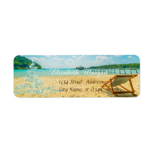Étiquette Tropical, Sapin de Noël, Chaise de Plage Vacances