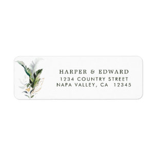 Étiquette Tropical Watercolor Foliage Return Adresse