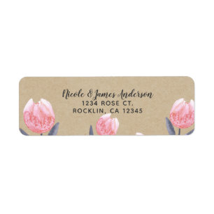 Étiquette Tulipes aquarelles pêche printemps fête de mariage