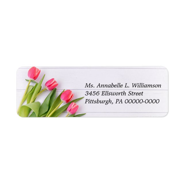 Étiquette Tulipes de printemps rustiques sur adresse de reto (Devant)