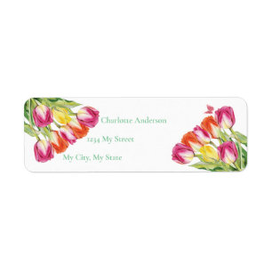 Étiquette Tulipes et Fête des mariées blanche papillon