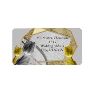 Étiquette Tulipes gris et jaunes sur texture