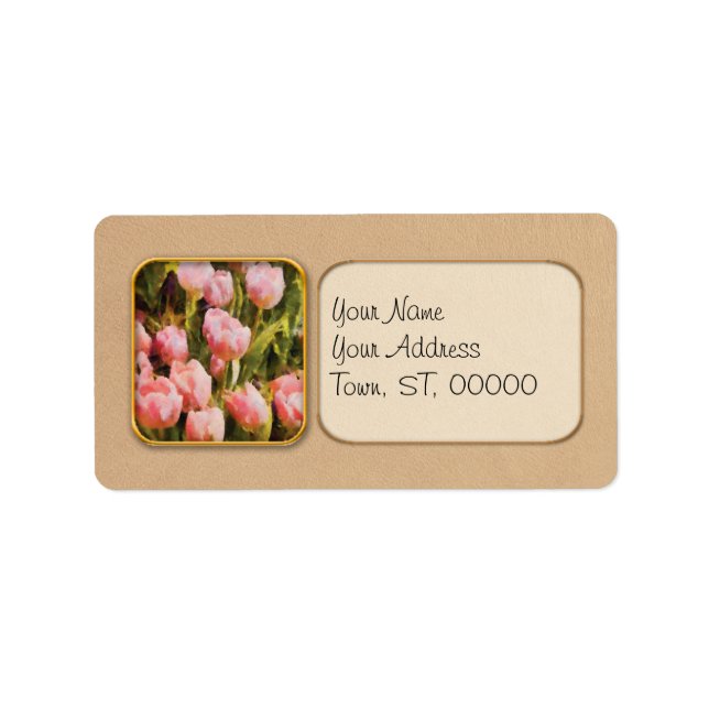 Étiquette Tulipes - Un champ de rose (Devant)