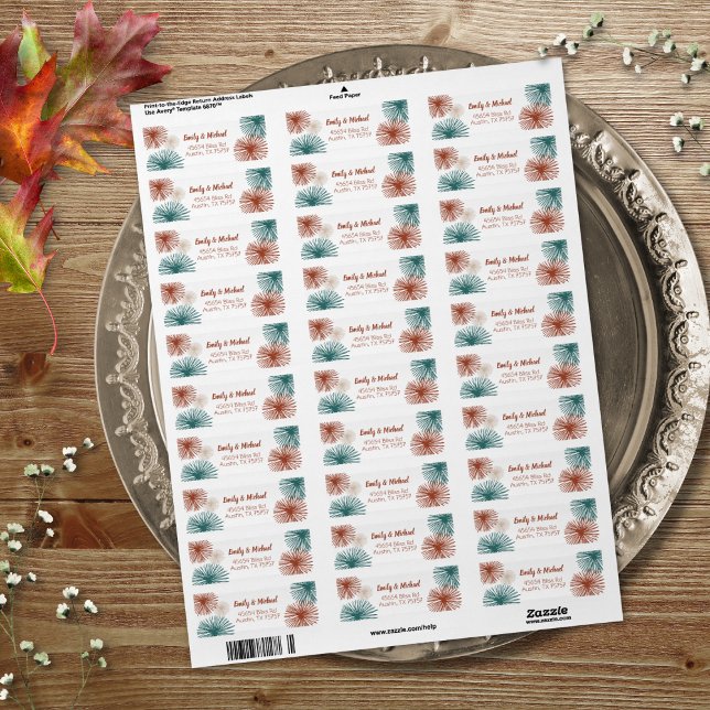 Étiquette Turquoise Abstrait foncé, Cuivre, Bisque (Créateur téléchargé)