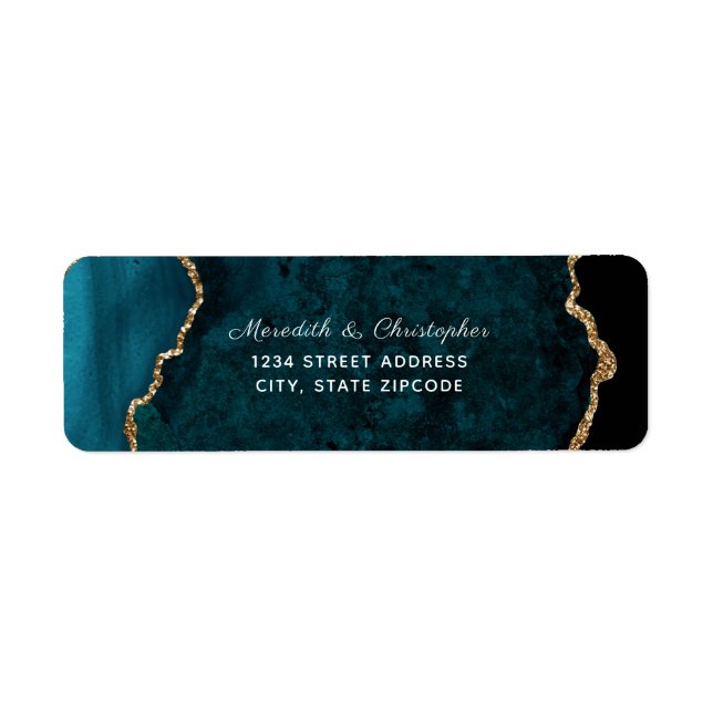 Étiquette Turquoise Agate Gold Parties scintillant Mariage A (Devant)