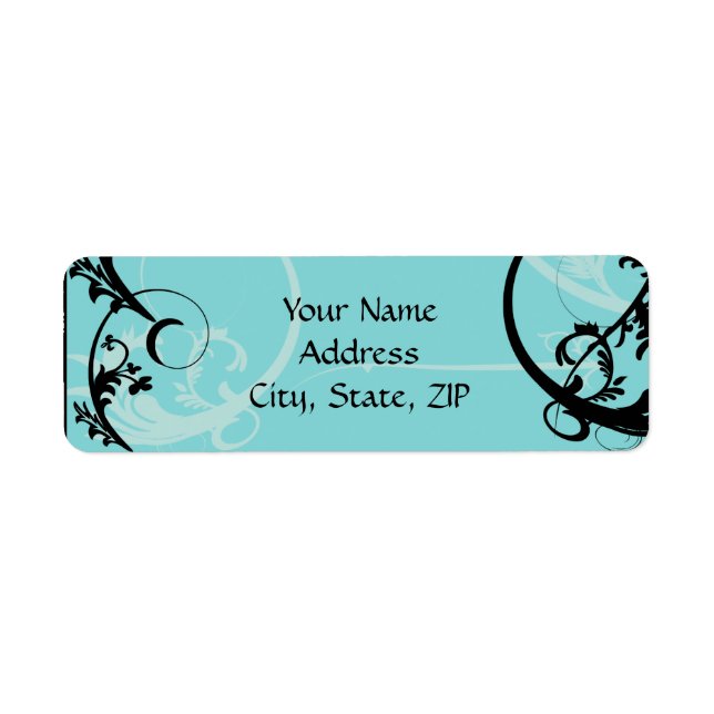 Étiquette Turquoise avec brun noir (Devant)