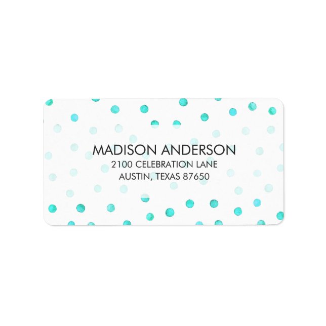 Étiquette Turquoise bleu blanc Confetti Motif (Devant)