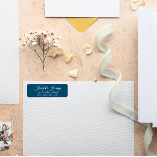 Étiquette Turquoise Blue Stylisé Nom Mariage Adresse de reto