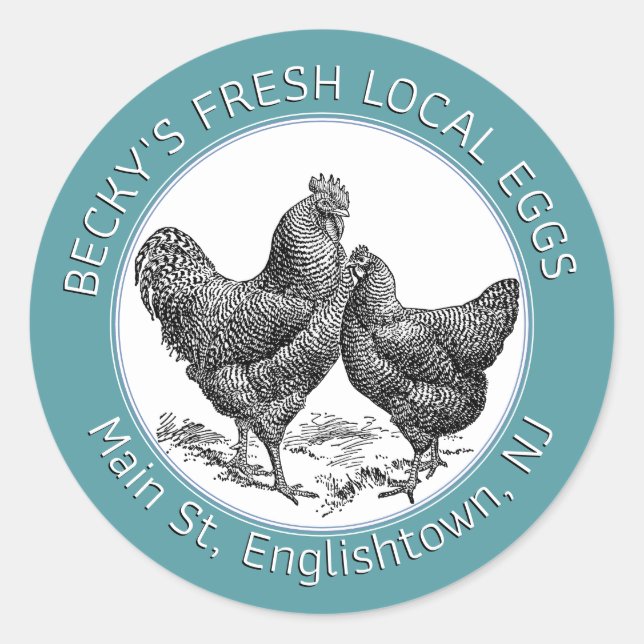 Étiquette Turquoise de haricot vintage et de coq (Devant)