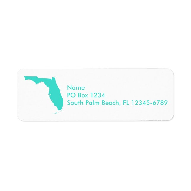 Étiquette Turquoise Floride Personnalisé (Devant)