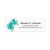 Turquoise Green Palm Tree Mariage Adresse de retou