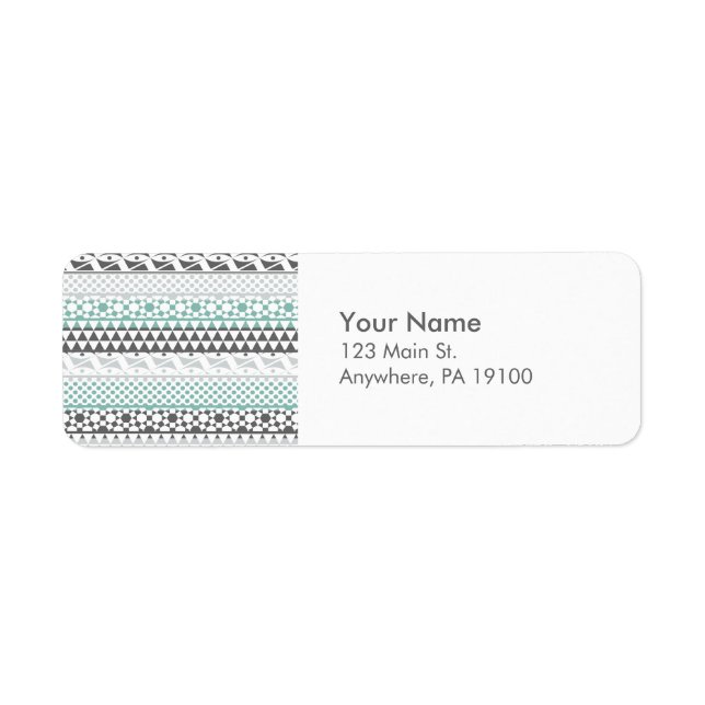 Étiquette Turquoise gris géométrique Aztec Tribal Imprimer M (Devant)