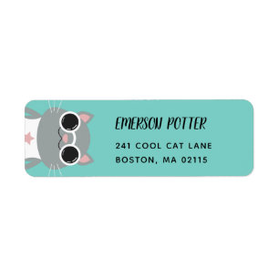 Étiquette Turquoise grise fraîche du chat