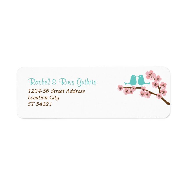 Étiquette Turquoise & Rose Cherry Blossom Adresse de retour (Devant)