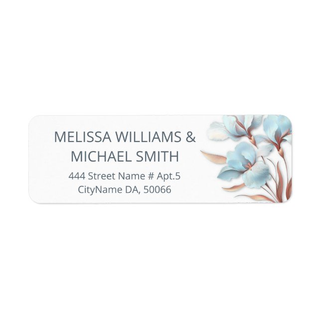 Étiquette Turquoise Rose Gold Fleur |  Mariage (Devant)