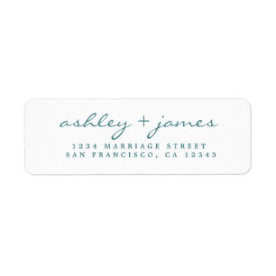 Étiquette Turquoise Script Elegant Mariage Adresse de retour