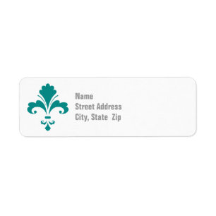 Étiquette Turquoise vert fleur de lis