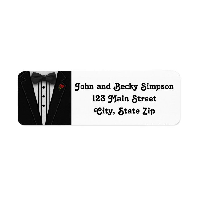 Étiquette Tuxedo avec Monogramme de Cravate Bow (Devant)