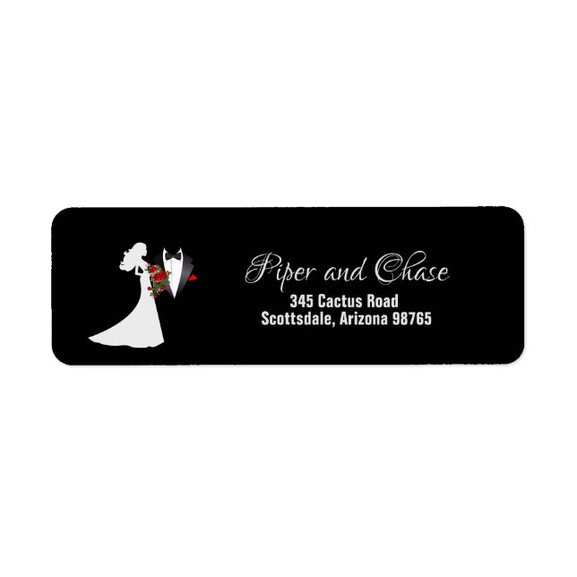 Étiquette Tuxedo Suit & Bride Silhouette Adresse de retour (Devant)