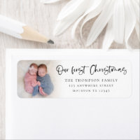 Twin Baby 1st Christmas Photo Name Retour Adresse