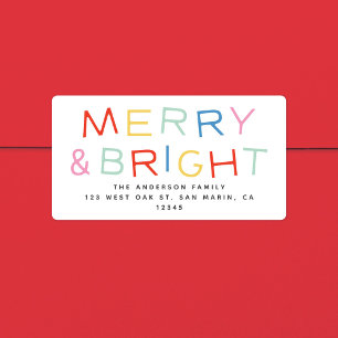 Étiquette Type moderne Holiday Merry & Bright Return Adresse