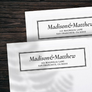 Étiquette Typographie classique Mariage encadré Adresse de r