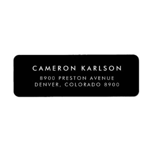 Étiquette Typographie de Black Simple San Serif