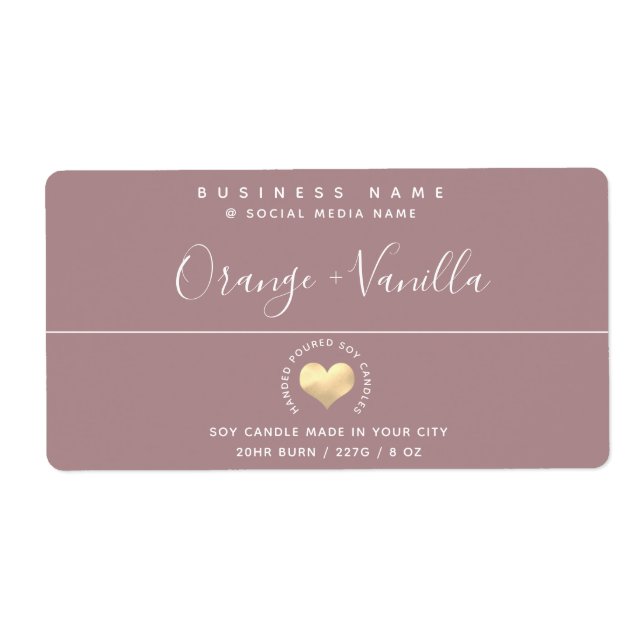 Étiquette Typographie de coeur or de luxe moderne chandelle  (Devant)