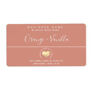 Étiquette Typographie de coeur or de luxe moderne chandelle